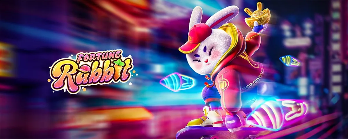 Arte promocional oficial de Fortune Rabbit publicado por PG Soft, con el conejo de la suerte